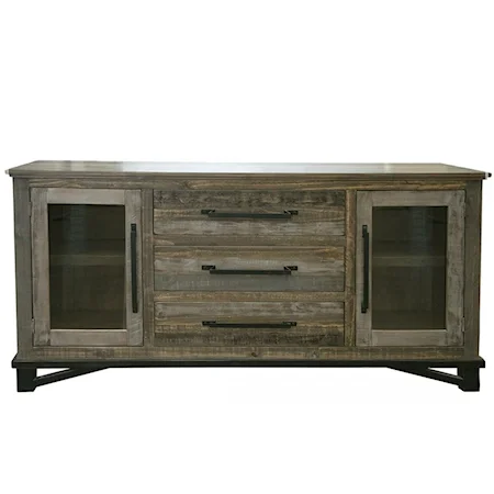 Rustic 3 Drawer, 2 Door Buffet with Iron Hardware